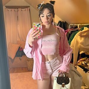 Y2K Baby Pink Crop Tank Top